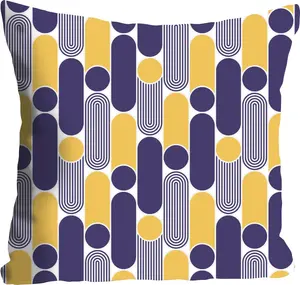 Декоративная подушка Queence "Сьюзан", с абстрактными формами, чехол без наполнения, 1 штука 40х40 см, желтый/фиолетовый