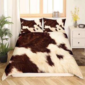 Erosebridal Комплект постельного белья Highland Cow с принтом коровы в коричневых тонах, экзотический западный стиль, Multi 16