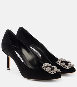 Какие 70 украшенные бархатные туфли-лодочки Manolo Blahnik, 0015 Blck