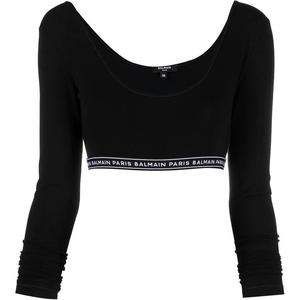 Кроп-топ женский черный BALMAIN