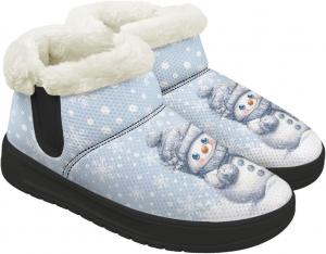 Женские зимние снежные ботинки, теплые ортопедические туфли, кроссовки на липучке с поддержкой свода, мягкие ботиночки для улицы Chririnla, Kawaii Snowman