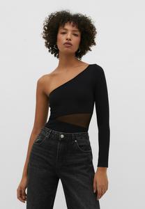 Футболка с длинным рукавом Asymметричный С Прозрачными Деталями Stradivarius, черный