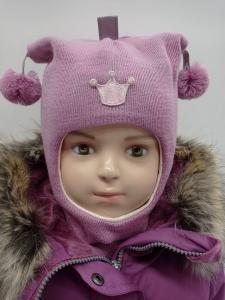 Балаклава детская Kivat с принтом короны, розовый