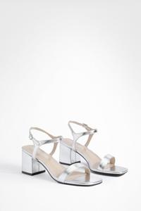 Широкие туфли на низком блоке из 2 частей на каблуке boohoo, серебро