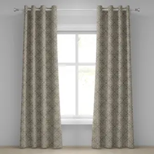 Винтажная штора на люверсах ABAKUHAUS, нарисованная вручную арабесковым цветочным орнаментом, византийским дамасским узором, завитые листья, декоративные двухпанельные шторы, 280 см x 175 см, серо-бежевый цвет