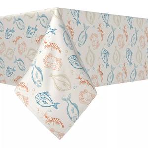 Прямоугольная скатерть, 100 % хлопок, 60х84 дюйма, ретро-море