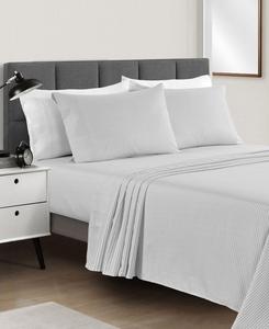 Комплект постельного белья из микрофибры с принтом, размер 4, легко моется, простыни размера King Macy's, цвет gray stripe