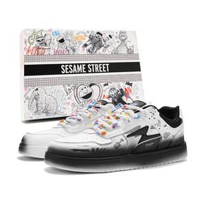 SESAME STREET Абразивостойкие, сбалансированные, легкие, дышащие, увеличивающие рост низкие скейтерские кроссовки унисекс бело-черные, цвет White Black
