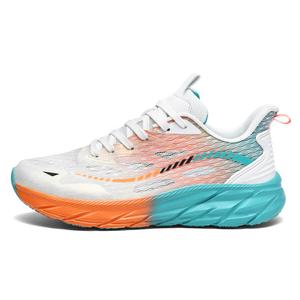 TOMAY Антискользящие износостойкие низкие беговые кроссовки мужские бело-оранжевые, цвет White Orange