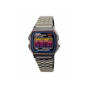 CASIO Часы Retrofit Series Quartz Movement Stainless Steel Strap Watch Men's Watch Purple Watch Dial, Silver Strap with Yellow and Pink Gradient Dial Lens