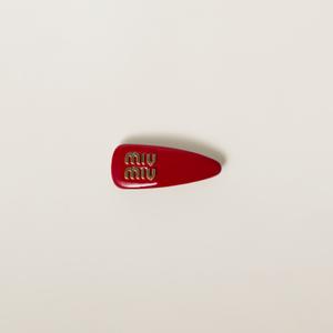 Заколка для волос из лакированной кожи MIU MIU, красный