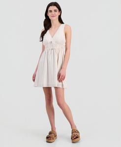 Мини-платье в полоску с пико-отделкой для девочек-подростков Sincerely Jules, Egret