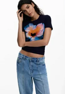 Футболка с крупным цветочным принтом Desigual, Blue