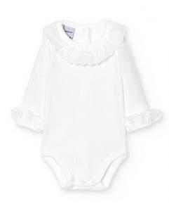 В упаковке 2 детских боди с кружевным воротником и длинными рукавами Babidú, белый