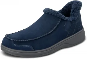 Мужские ортопедические кожаные тапочки Orthofeet Vito без использования рук, темно-синий