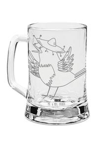 Пивная кружка с изображением ворона и сомбреро, без слогана, прозрачная. Mr. & Mrs. Panda
