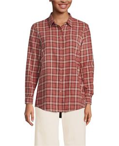 Женская фланелевая рубашка в стиле "бойфренд" с длинными рукавами Lands' End, Sea coral small plaid