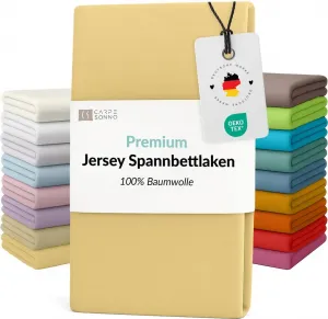 Простыня на резинке Mako Jersey 160x200 - 140x200 из 100% хлопка, желтая Carpe Sonno