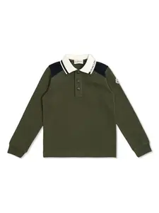 Рубашка поло с вышитым логотипом Moncler Enfant, зеленый