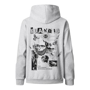 Толстовка Unisex Hooded Moderate Heavyweight HUANQIU, белый heather серый