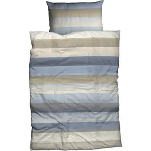 Постельное белье CASATEX «Nevio», широкая полоска, акварельные цвета, стильный дизайн, синий/бежевый