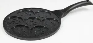 Сковорода для блинов 26,5 см с рисунком смайликов, блинница, сковорода для жареных яиц, блинная сковорода, сковорода для яиц, специальная сковорода, сковорода со смайликом, сковорода с углублениями Buri