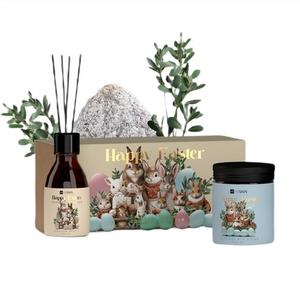 Hiskin_Set Happy Easter Соевая свеча Шоколадные яйца 200 мл и ароматизатор Garden Party 100 мл Hiskinset