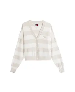 Полосатый кардиган с V-образным вырезом. Tommy Jeans, бежевый