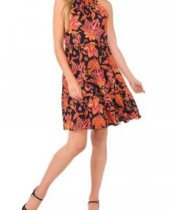 Женское многоярусное платье с бретелькой на шее CeCe, черный