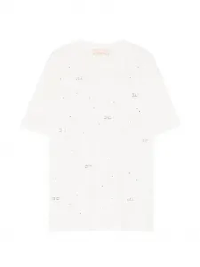 Футболка, украшенная кристаллами Elisabetta Franchi La Mia Bambina, белый