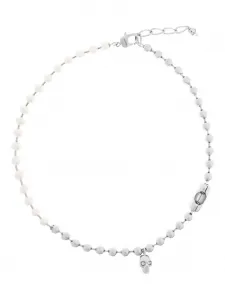 Колье с черепом и жемчугом Alexander Mcqueen, серебристый