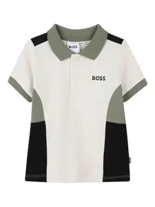 Рубашка поло в стиле колор-блок BOSS Kidswear, нейтральный