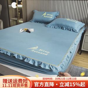 Boyang Простыня на резинке 180х200 см, однотонная, голубая, из чистого хлопка