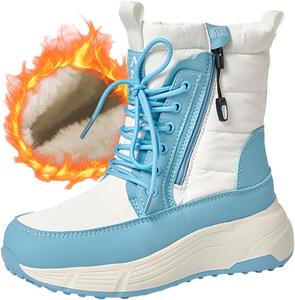 Женские зимние сапоги NICO×ASH средней высоты с термоизоляцией, быстрой боковой молнией и меховой подкладкой для холодной погоды, Blue