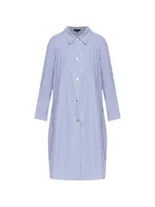 Пальто в полоску на пуговицах Rag & Bone, синий