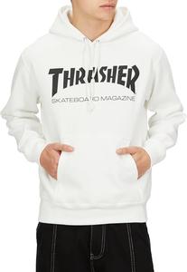 Мужская толстовка с капюшоном Thrasher TH8501 (с логотипом бренда) в классическом стиле, белый/черный