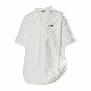 Поло Unisex Lapel тонкое прямое Jeep, белый