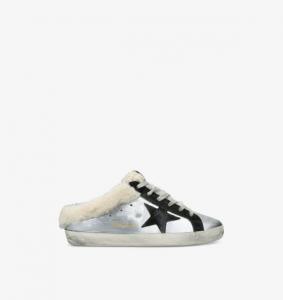 Низкие кожаные кеды Super Star Sabot Golden Goose, серебряный