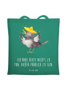 Сумка-шоппер "Вороний сомбреро" с надписью цвета мяты Mr. & Mrs. Panda