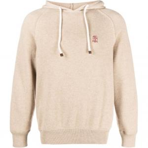 Кашемировый худи с вышитым логотипом Brunello Cucinelli, хаки