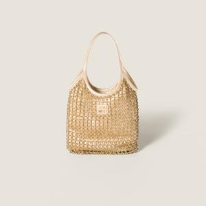 Сумка IVY из атласа duchesse с бисерной вышивкой MIU MIU, золотой