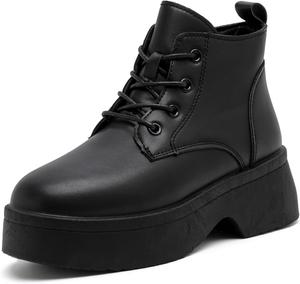 Женские ботинки MEMON Chelsea на шнуровке, черные женские ботильоны на щиколотку, модные ботинки на платформе с толстым каблуком