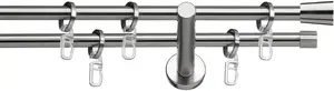 Карниз indeko "Granada", 2 направляющие, фиксированного размера, полный комплект, включая кольца и крепежный материал 120 см, Ø 12 мм, цвет edelstahlfarben/silberfarben