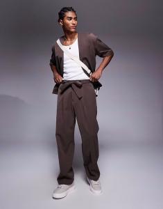 Свободные элегантные брюки Couture Club коричневого цвета The Couture Club