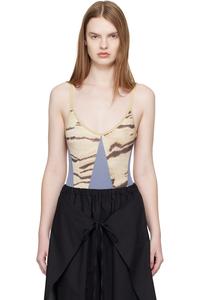 Baserange Боди из сетчатой ткани сине-бежевого цвета