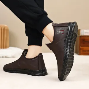 Мужские зимние термо-кроссовки на скольжении, водонепроницаемые теплые кожаные ортопедические мягкие легкие ботинки для ходьбы по снегу ZPLMIDE, серый