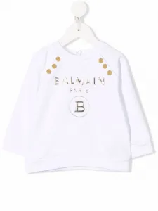 Толстовка с логотипом Balmain Kids, белый