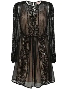 Платье мини с цветочным кружевом Twinset, черный