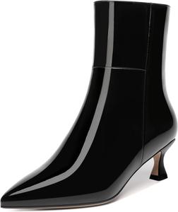 Женские ботильоны WAYDERNS с острым носком, на молнии, с низким каблуком-кошечкой 2 дюйма, для вечеринок и повседневной носки, Black