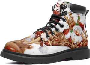 Индивидуальные рождественские ботинки, ботинки Санта-Клауса из веганской кожи на шнуровке, персонализированный рождественский подарок для семьи и друзей Coolcustomize, Christmas 3